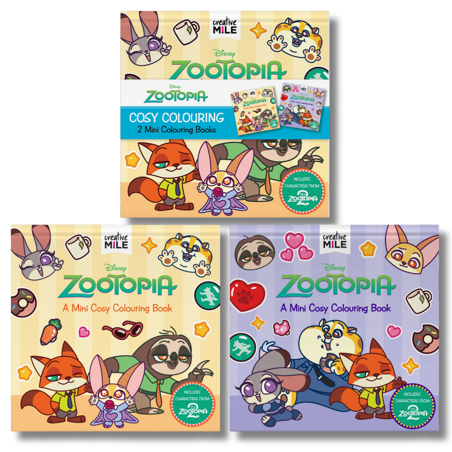 Disney Zootopia 2 Pack Mini Cosy Colouring Books