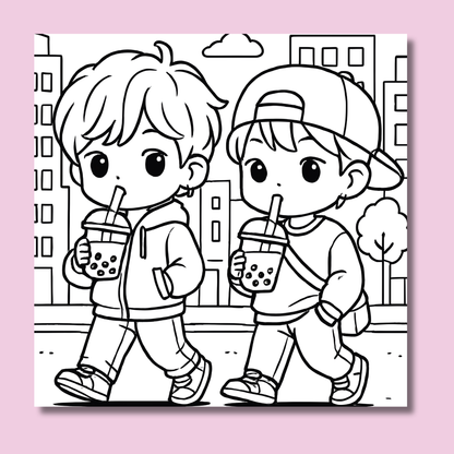 K-Pop Vibes Cosy Colouring Book and Markers by Euri Kim
