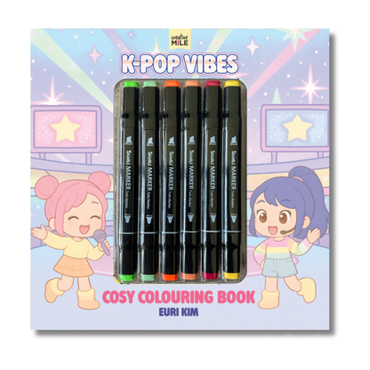 K-Pop Vibes Cosy Colouring Book and Markers by Euri Kim